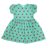 Strawberry Print Cotton Dress - Green