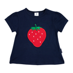 Strawberry Applique Swing Top - Navy