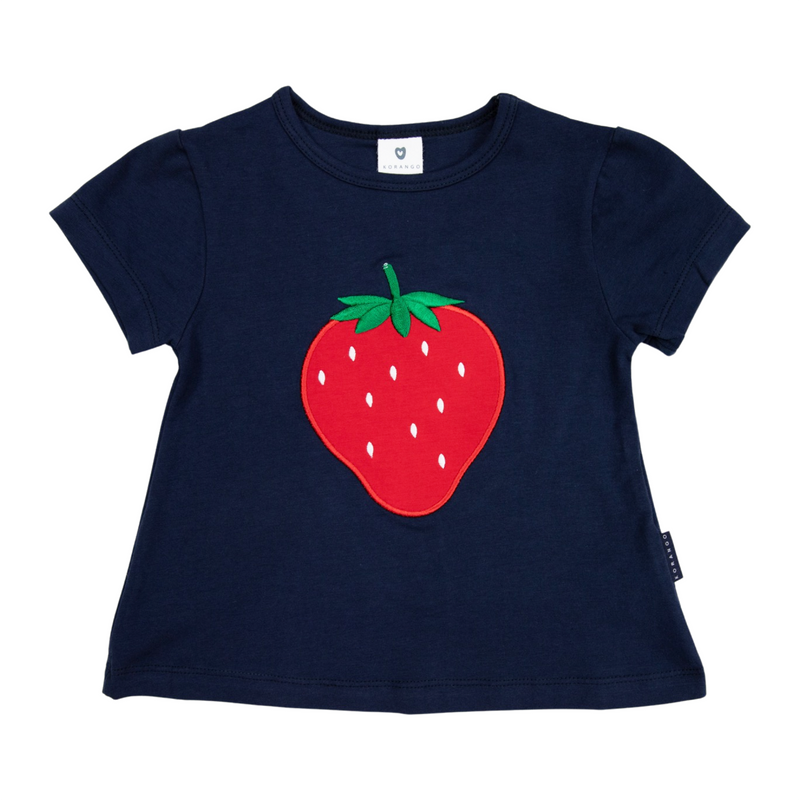 Strawberry Applique Swing Top - Navy