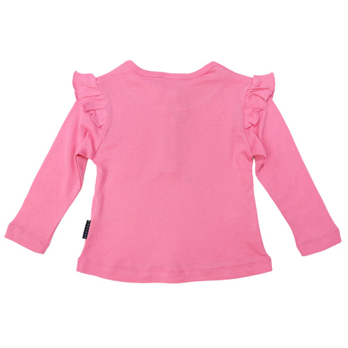 Cotton Modal Frill Top - Hot Pink