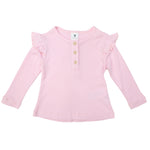 Cotton Modal Frill Top - Pale Pink