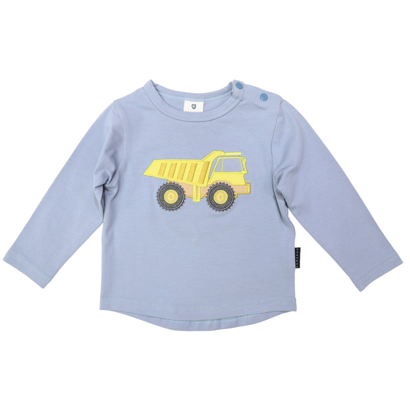 Long Sleeve Top with Truck Applique - Blue