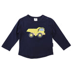 Long Sleeve Top with Truck Applique - Navy