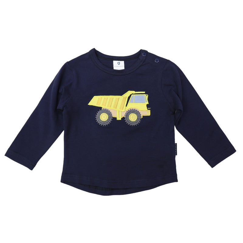 Long Sleeve Top with Truck Applique - Navy