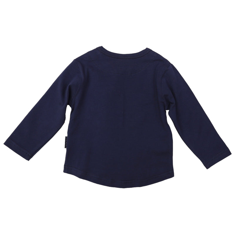 Long Sleeve Top with Truck Applique - Navy