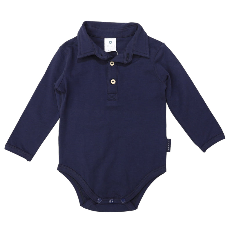 Henley Collared Bodysuit - Navy