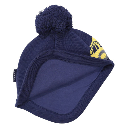 Knit Beanie with Truck Design - Navy