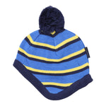 Striped Knit Beanie - Blue, Navy and Yellow