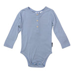 Cotton Modal Henley Bodysuit - Dusty Blue