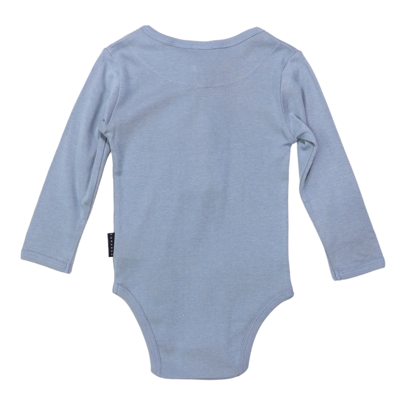 Cotton Modal Henley Bodysuit - Dusty Blue