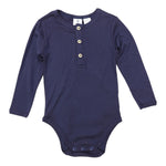 Cotton Modal Henley Bodysuit - Navy