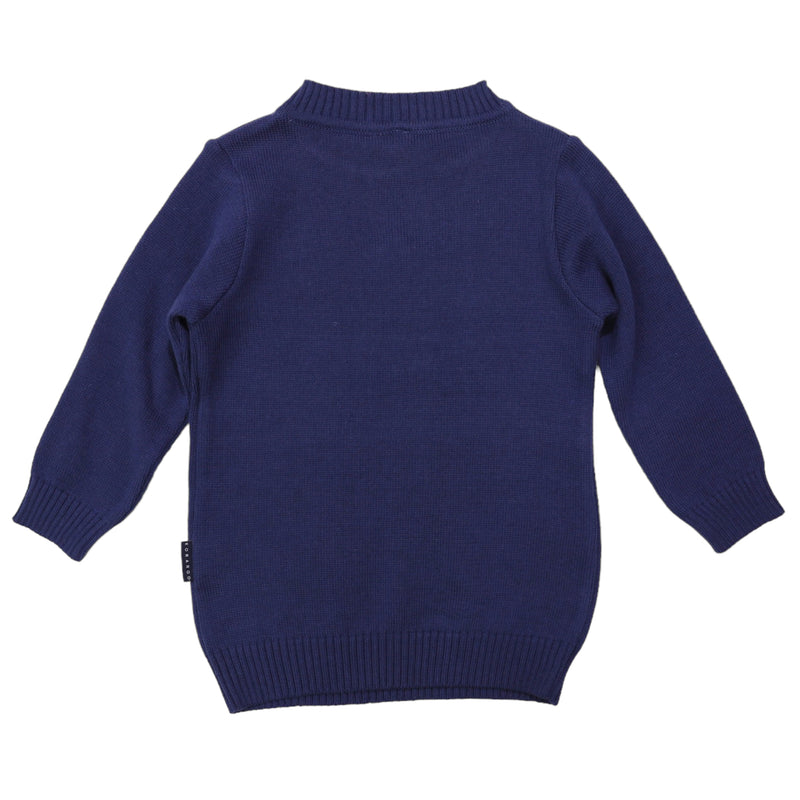Pink Macaw Long Sweater - Navy