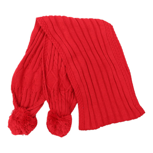 Textured Knit Scarf -Red