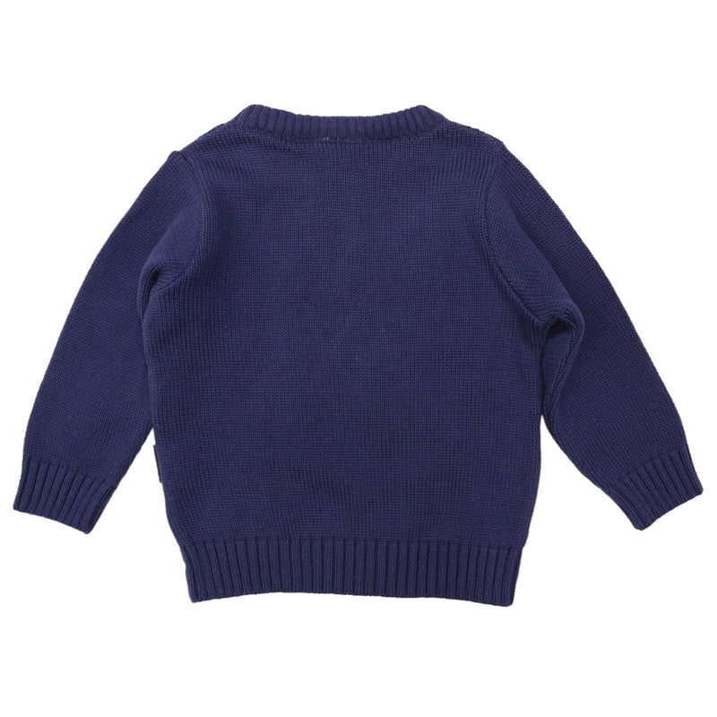 Pattern Knit Sweater - Navy