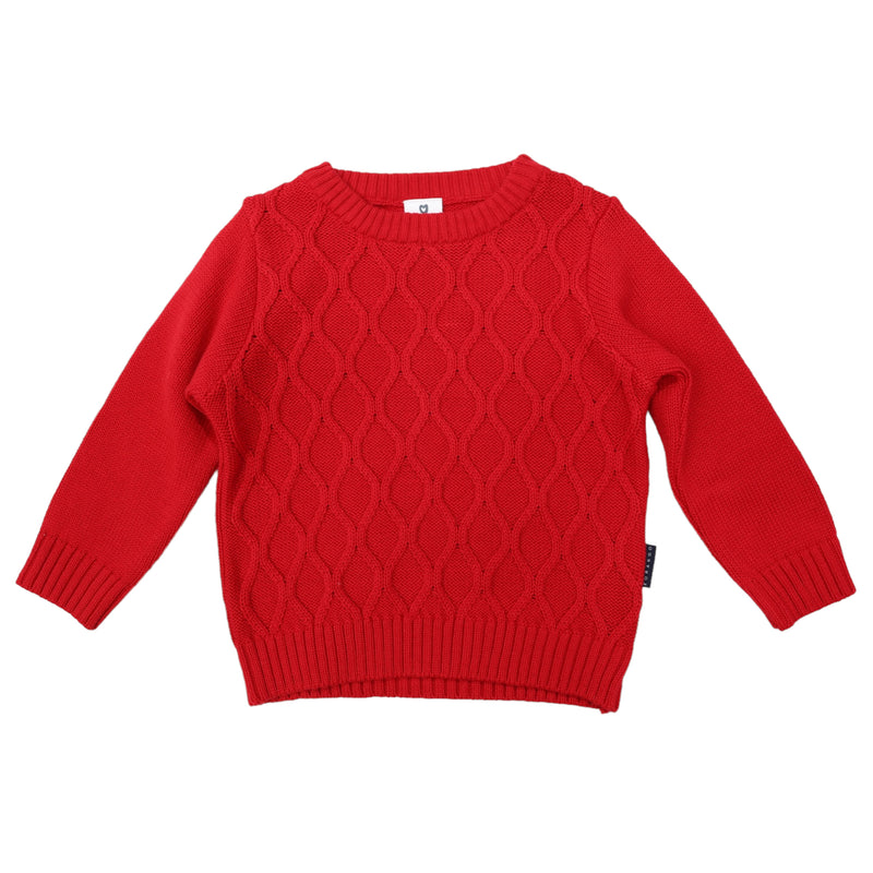 Pattern Knit Sweater - Red