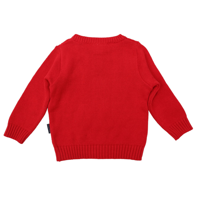 Pattern Knit Sweater - Red