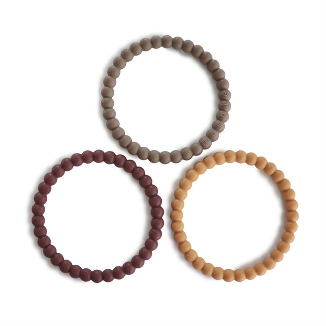 Silicone Pearl Teether Bracelets - Berry/Marigold/Khaki