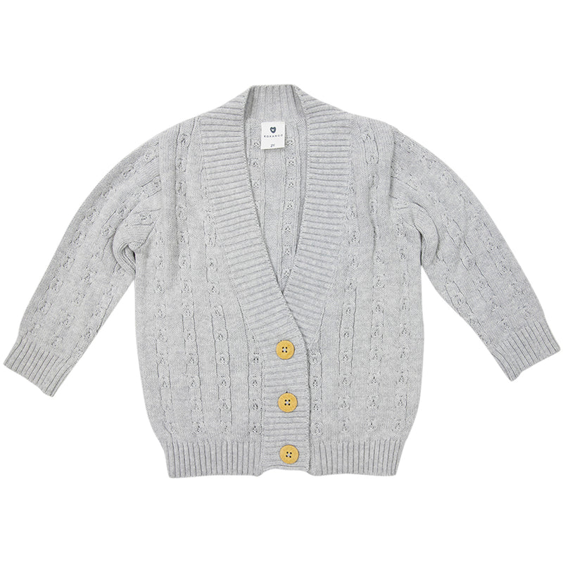 Polka Long Cardigan - Grey