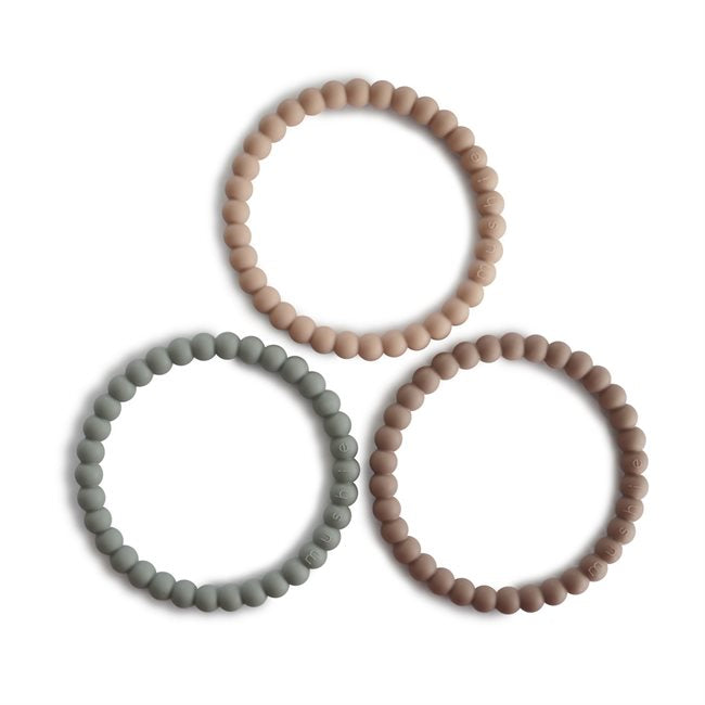 Silicone Pearl Teether Bracelets - Clary Sage/Tuscany/Desert Sand