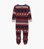 Fair Isle Stags Organic Cotton Footed Romper