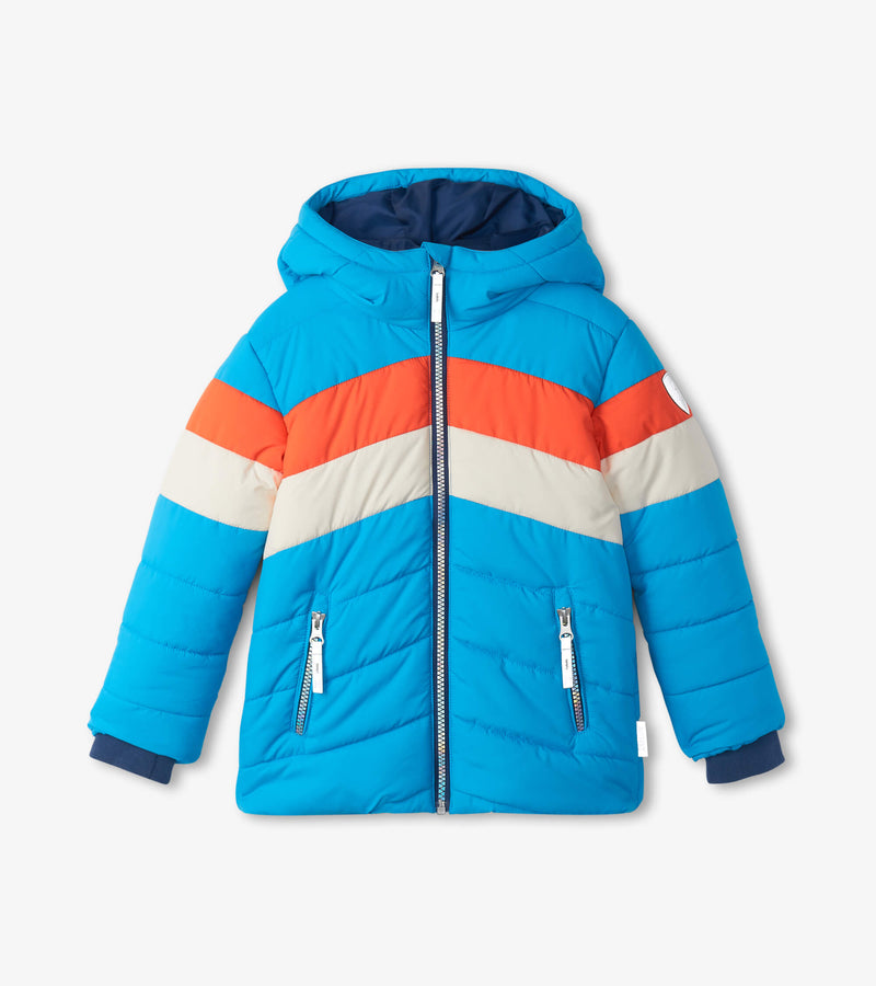 Retro Winter Blue Puffer Jacket