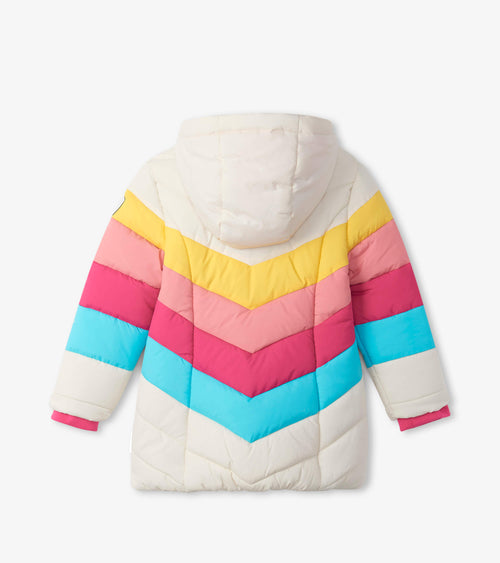 Retro Rainbow Stripe Puffer Jacket