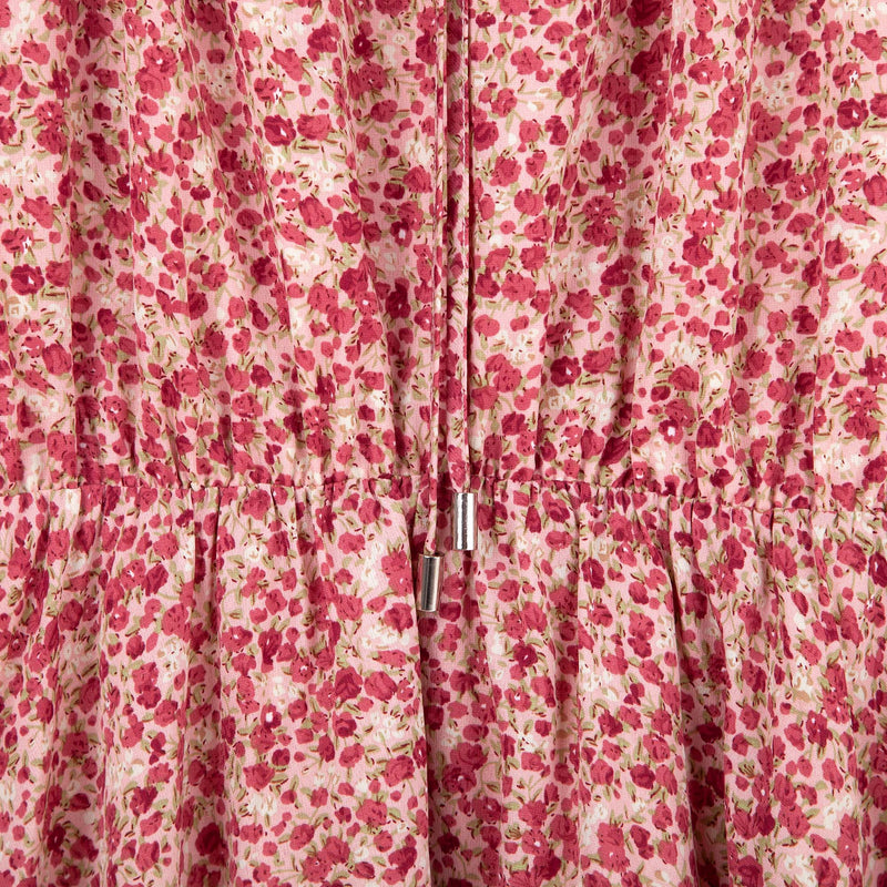 Caitlin Long Sleeve Floral Frill Dress - Rose Pink