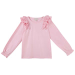 Rosalie Lace Frill Long Sleeve Top - Pale Pink