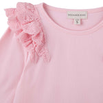 Rosalie Lace Frill Long Sleeve Top - Pale Pink