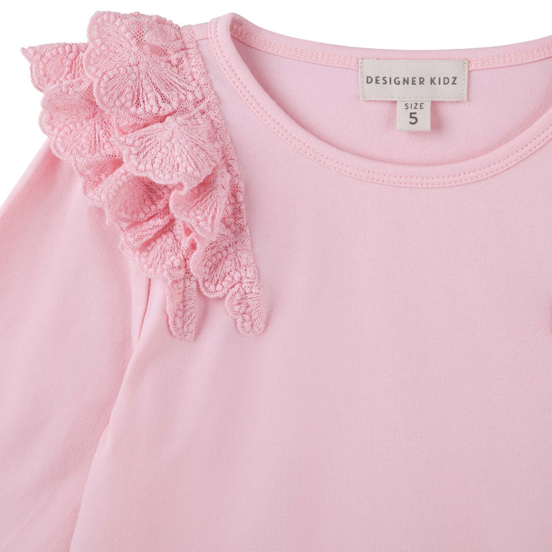 Rosalie Lace Frill Long Sleeve Top - Pale Pink
