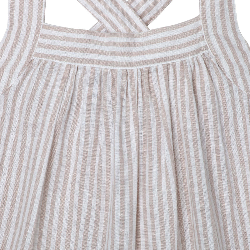 Cross Strap Dress - Oatmeal Stripe