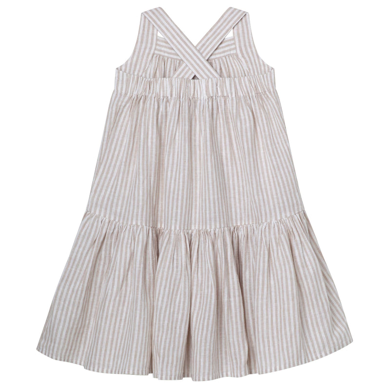 Cross Strap Dress - Oatmeal Stripe