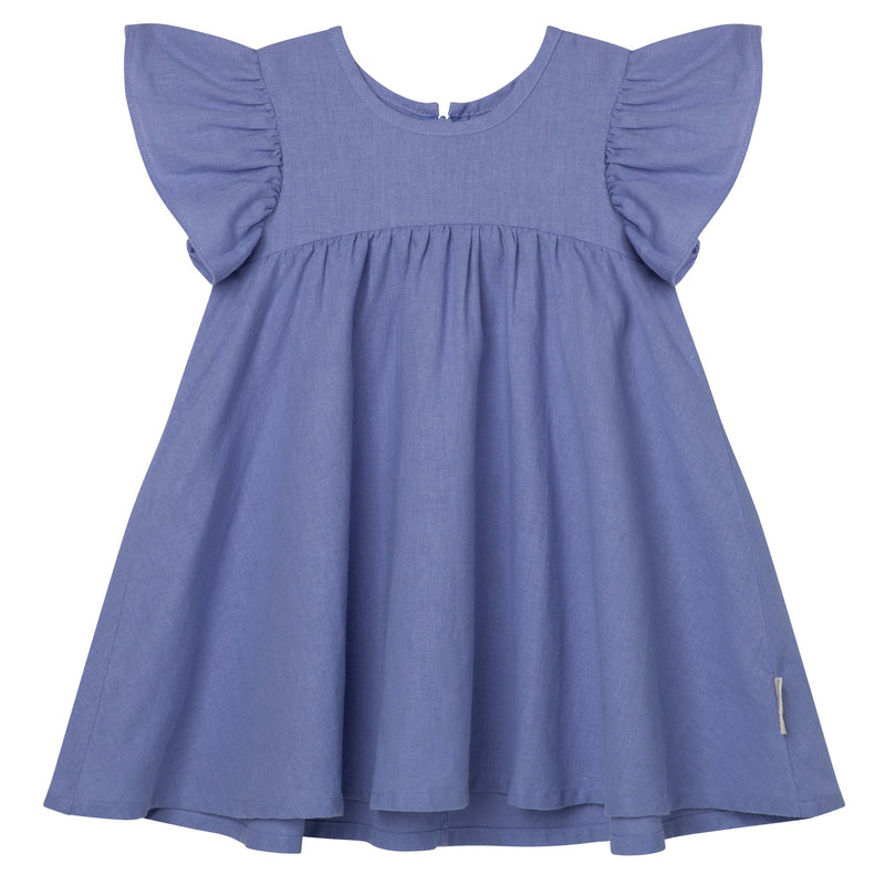 Frill Sleeve Dress - Pacific Blue