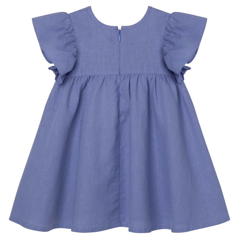 Frill Sleeve Dress - Pacific Blue
