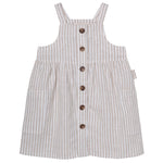 Button Front Dress - Oatmeal Stripe