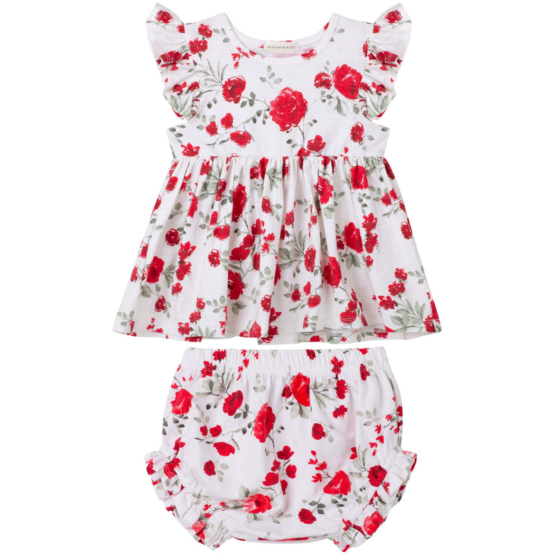 Penny Floral Dress & Bloomer Set - Red