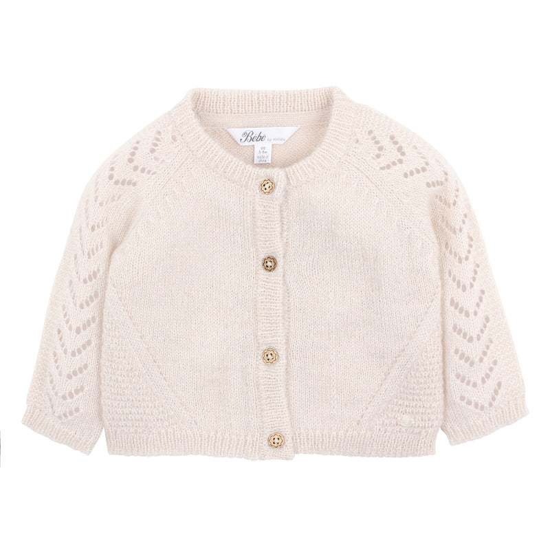 Wool Blend Knit Cardigan - Oat Marl