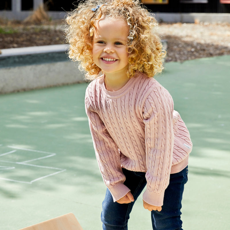 Cable Knit Sweater - Pink