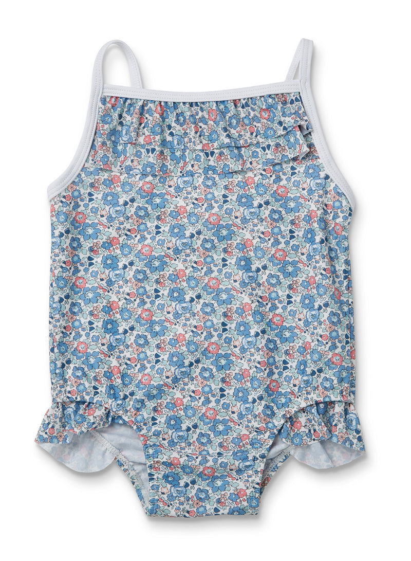 Liberty Fabric Pear Frill Swimsuit - Betsy Ann Blue