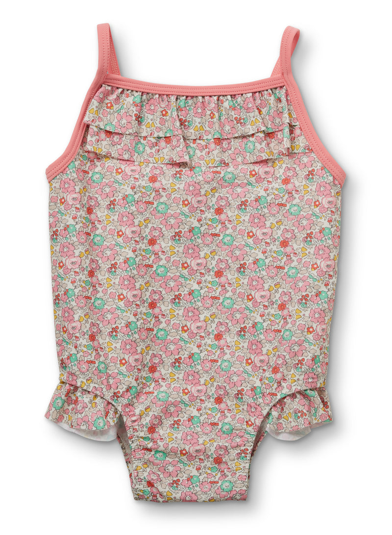 Liberty Fabric Pear Frill Swimsuit - Betsy Ann Pink