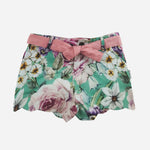Girls Scalloped Hem Shorts - Bright Floral