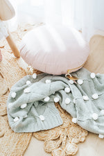 Organic Pom Pom Baby Blanket - Grey & White