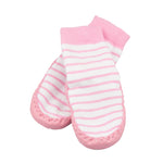 Leather Moccasin Socks - Pink Stripe