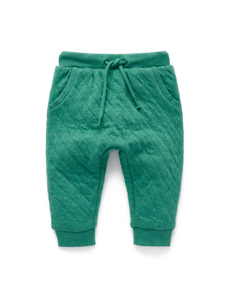 Quilted Track Pants - Emerald