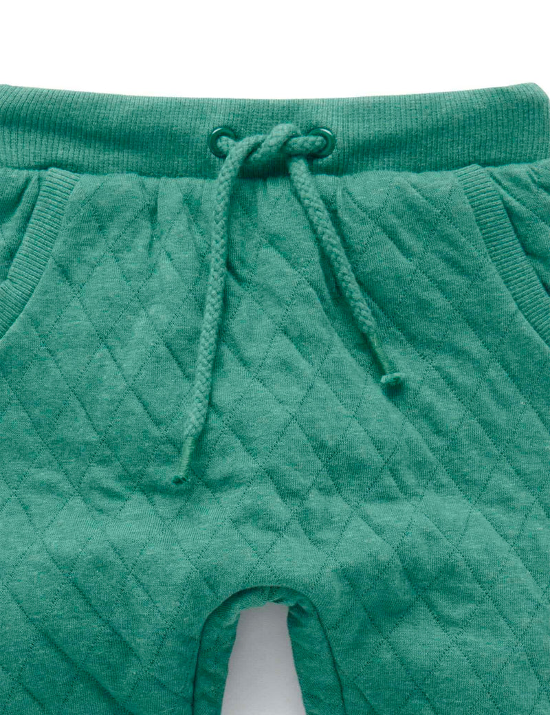 Quilted Track Pants - Emerald