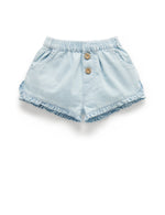 Ruffle Shorts - Faded Denim
