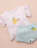 Ruffle Shorts - Faded Denim