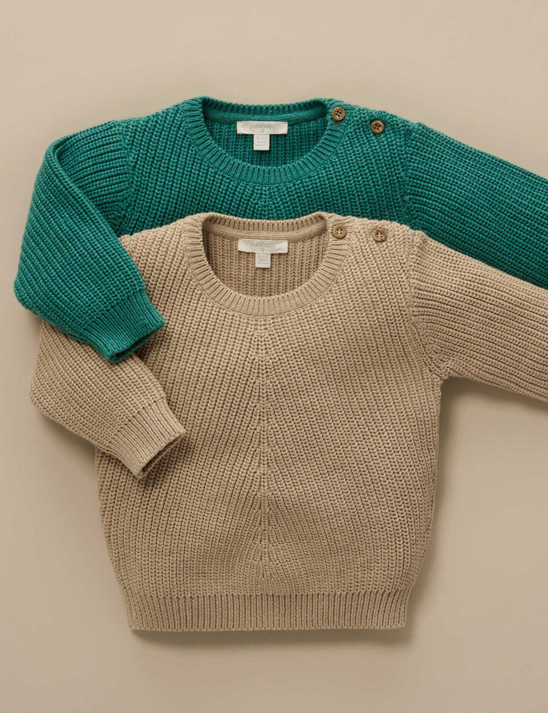 Classic Rib Jumper - Emerald Melange