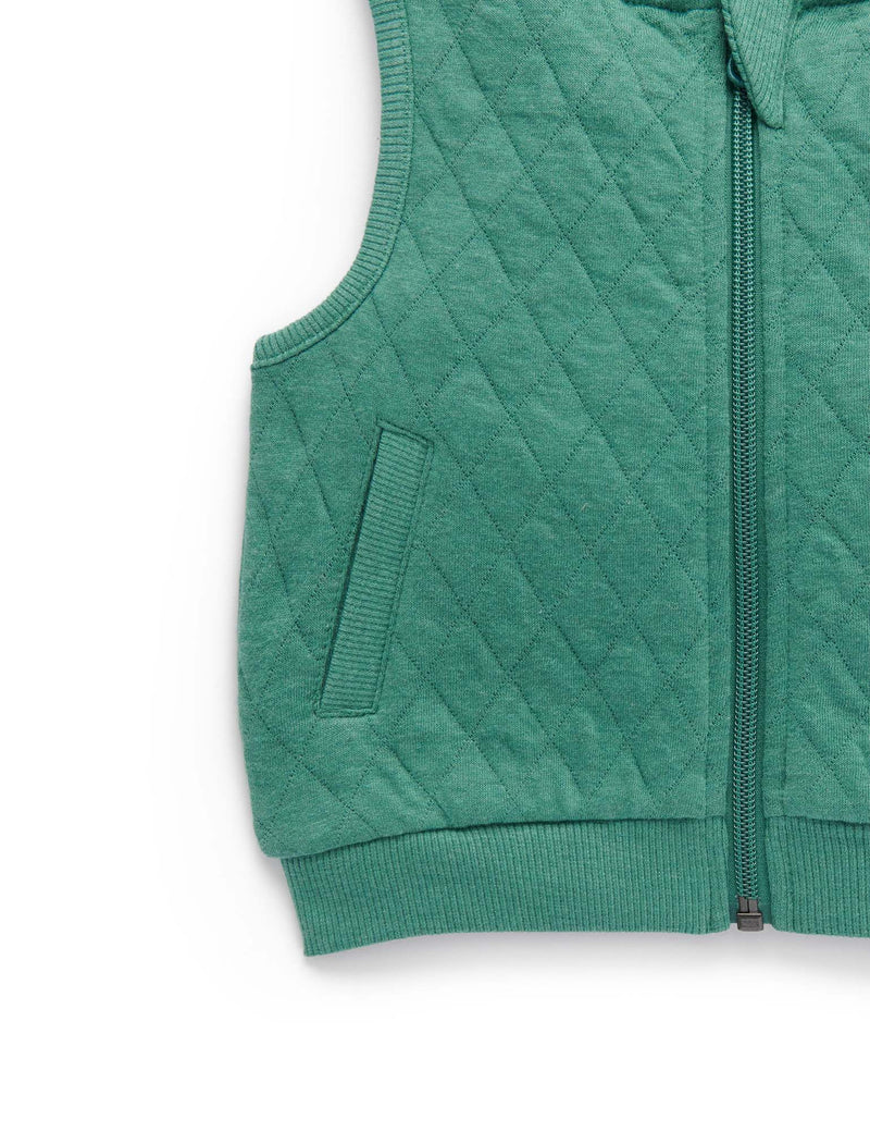 Quilted Vest - Emerald Melange