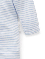 Zip Growsuit- Pale Blue Melange Stripe